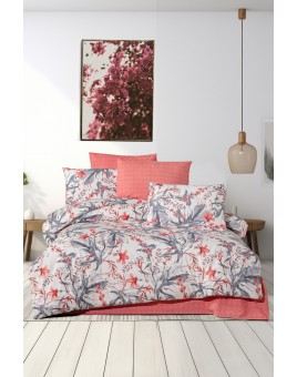 ETEHOMETEX Çift Kişilik Ranforce Pamuklu Lastikli Çarşaflı Nevresim Takımı ASYA PEMBE 8696474232057